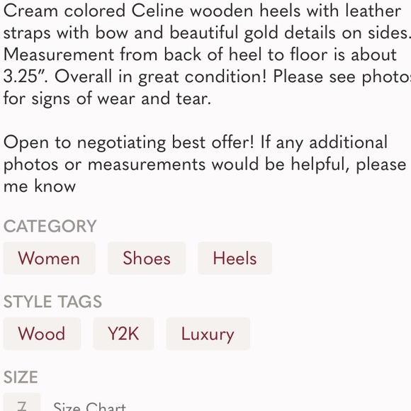 CELINE Ivory/Cream Wooden Heels with Bow - Picture 15 of 15